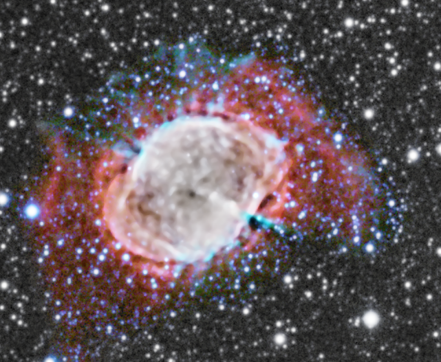 M27  Red=Oxygen  Green= Hydrogen  Blue= Nitrogen+2*Sulfur